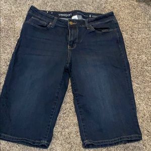 Dark wash knee length jeans